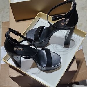 Michael Kors Black Strappy Platform Heels